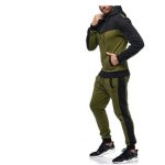 Men's Hooded Color Block Casual Cardigan Set — Black