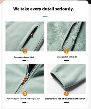 Double-sided Polar Fleece Outdoor Thick Warm Sweater Coat — Rubber Powder - Image 26