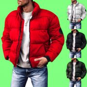 Coat Stand-up Collar Downcotton-padded Jacket Thickened Men's Cotton Jacket — Wine Red - Image 6