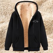 Men's Fleece Hoodie With Fleece Lining, Thick And Warm For Winter, Lamb Fleece For Autumn And Winter — 17 Wine Red - Image 8