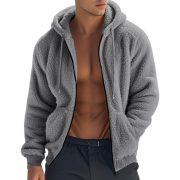 Men's Thickened Warm Double-sided Fleece Jacket Zipper — Gray