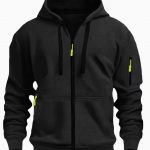 Zipper Hooded Sweatshirt Men's Sports Casual Cardigan Coat — Black