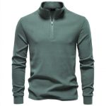 Men's Knitwear Top Half Zipper — Grass Green