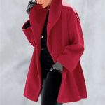 Women's Trendy Clothes Multi-color Round Neck Loose Sweater Woolen Coat Solid Casual Coat For Autumn And Winter — Red