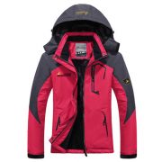 Couple outdoor hooded plus size — Female rose red