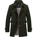 Men's casual jacket mid-length trench coat — Army green