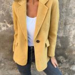 Ins Button Lapel Short Blazer Winter Fashion Commuter Jacket Outwear Women's Clothing — Yellow