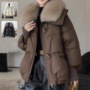 Down Cotton-padded Jacket Women's Short Fur Collar Thickened Coat Winter Clothing — Black - Image 2