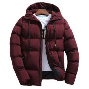 New Men's Pure Cotton Padded Jacket Hooded Coat — Navy Blue - Image 5