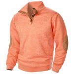 Men's Stand Collar Knitted Joint Stitching Casual Jacquard Cardigan Sweater — Orange