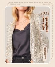 Women's Sequin Long Sleeve Temperament Mid-length Polo Collar Solid Color Coat — Navy Blue - Image 14