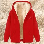 Men's Fleece Hoodie With Fleece Lining, Thick And Warm For Winter, Lamb Fleece For Autumn And Winter — 21 Red