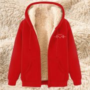 Men's Fleece Hoodie With Fleece Lining, Thick And Warm For Winter, Lamb Fleece For Autumn And Winter — 17 Wine Red - Image 10