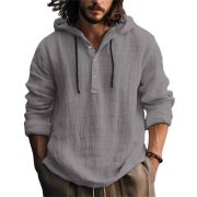 New Wish Cotton Linen Shirt Hooded Sweater Long Sleeve Hooded Casual Daily Clothing — Dark Brown - Image 19