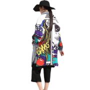 Women's Denim Trench Coat Fashion Image Drawing Creative — Light Blue - Image 6