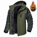 Casual Fleece And Thick Men's Mid-length Coat — Dark Green