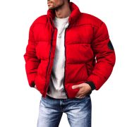 Coat Stand-up Collar Downcotton-padded Jacket Thickened Men's Cotton Jacket — Wine Red - Image 8