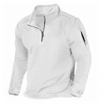 Men's Outdoor Zipper Pocket Long Sleeve Sweater — White