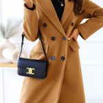 Women's Fashion Simple Double Breasted Long Sleeve Lapel Button Woolen Coat — Khaki
