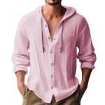 Men's Casual Long-sleeved Top — Pink With Pockets