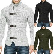 Autumn And Winter Turtleneck Men's Cardigan Coat — Brown - Image 2