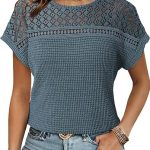 Women's Hollow Breathable All-match Short-sleeved T-shirt — Real teal