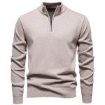 Men's Knitwear Top Half Zipper — 6983 Beige