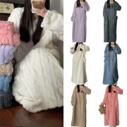 Winter Coral Fleece Sleepwear Women's Nightgown Long Night Dress Pajamas With Pockets Thickened Jacquard Dress Warm Home Clothes — Light Purple - Image 3