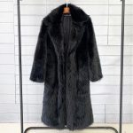 Autumn And Winter Women's Suit Collar Coat Artificial Environmental Fur — Black