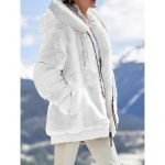 Women's Fashion Loose Thick Plush Hooded Jacket — White