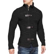 Autumn And Winter Turtleneck Men's Cardigan Coat — Brown - Image 4