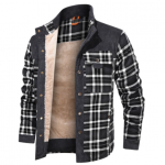 Men's Wool Thick Coat Jacket — Black white grid