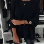 Women's New Solid Color Round Neck Shirt With Half Sleeve Knit Casual Top — Black