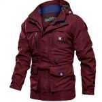 Men's Medium To Long Casual Outdoor Hooded Plus Size Jacket — Red