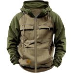 Men's Hoodie Youth Sports Multi-pocket Workwear — Camel