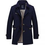 Men's casual jacket mid-length trench coat — Dark blue