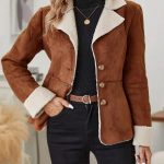 Casual Fashion Cold-proof Warm Fur Integrated Lapel Pocket Jacket — Caramel Color