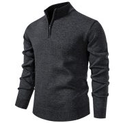 Men's Knitwear Top Half Zipper — 6983 Dark Gray - Image 3