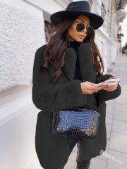 Temperament Long Sleeve Lapel Faux Fur Coat Solid Color Coat Women Fur Fur Women's Clothing — Beige - Image 19