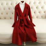 Cashmere Coat Slim Fit Thin Over The Knee Woolen Coat — Brick Red