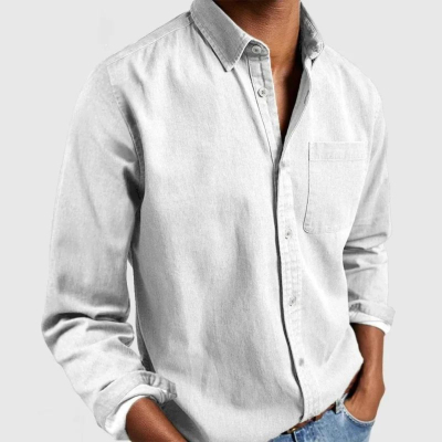 e7a5cb16_3c5461b7-ed54-4885-a84f-10605e56fb9c Men's Shirt New Long Sleeve Lapel — White - Image 1