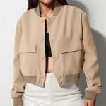 Fashion Button Stand-collar Jacket With Big Pockets Casual Loose Short Outwear Tops Coat For Women Clothing — Slate gray