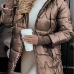 Elegant Winter Hooded Down Jacket Cardigan Coat — Bronze
