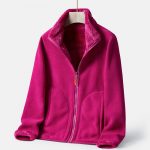Double-sided Polar Fleece Outdoor Thick Warm Sweater Coat — Rose Red