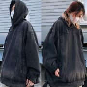 Men's Fashion Retro Hooded Denim Jacket Top — Black