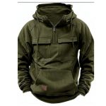 Men's Solid Color Casual Sweatshirt — Military Green