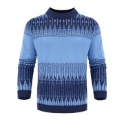 Men's Crewneck Pullover Sweater Unisex Fair Isle Long Sleeve Knitted Sweater — White - Image 3
