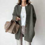 Japanese And Korean Light Mature Woman Long-sleeved Coat Super Soft Woolen — Olive green woolen style