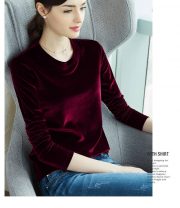 European And American Pleuche Bottoming Shirt Women — Blue - Image 17