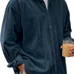 Casual Loose Men's Autumn And Winter Thick Shirt Jacket — Navy Blue